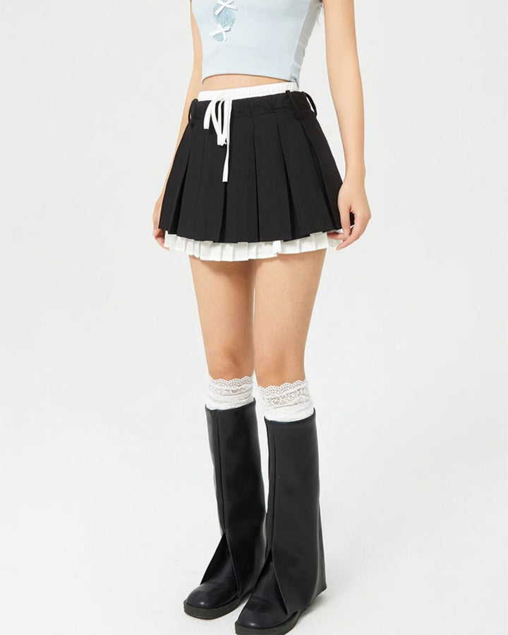 Preppy Layered Mini Skirt - Vedlit