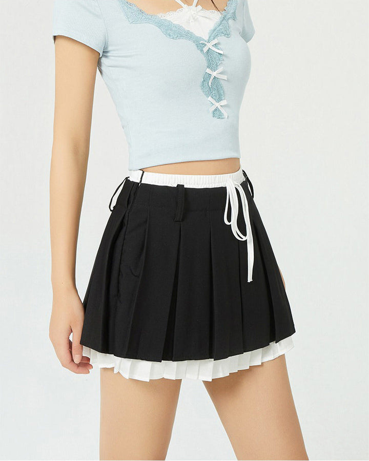 Preppy Layered Mini Skirt - Vedlit