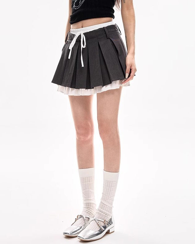 Preppy Layered Mini Skirt - Vedlit