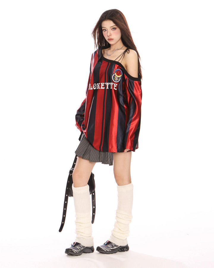 Blokette Striped Off-Shoulder Jersey - Vedlit
