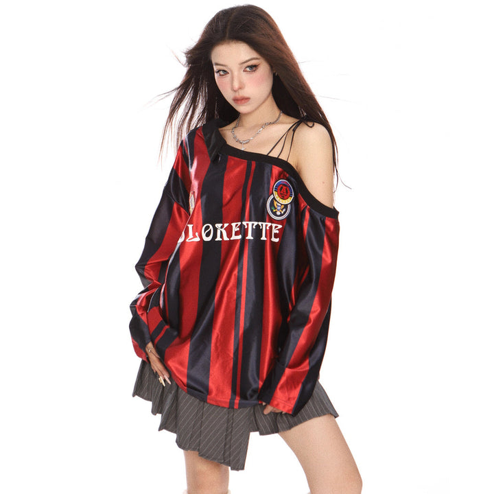 Blokette Striped Off-Shoulder Jersey - Vedlit