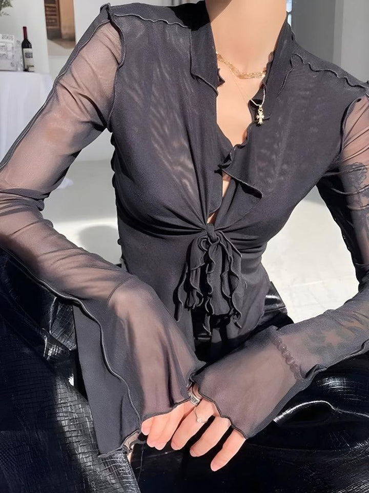 Tie Front Mesh Top - Vedlit