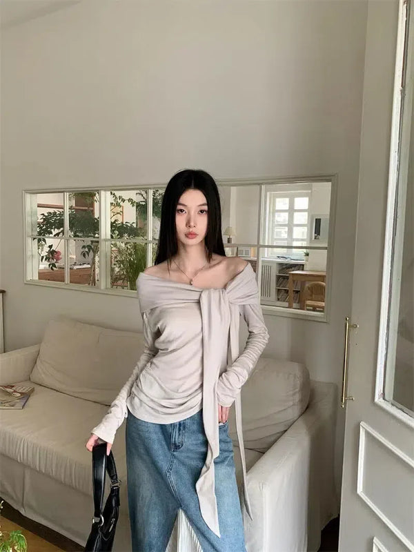 Tie Front One Shoulder Top - Vedlit
