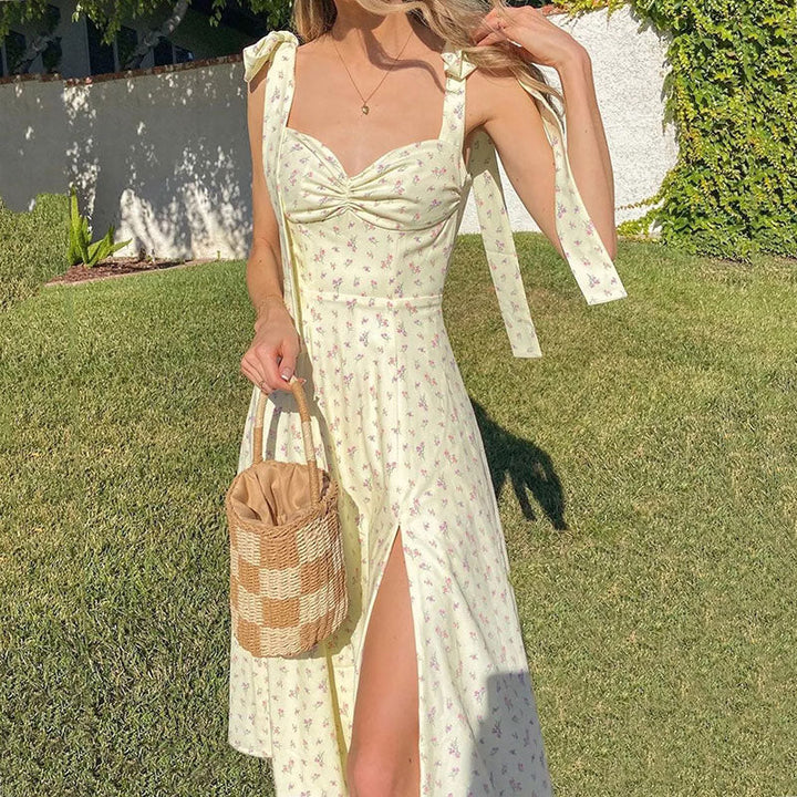 Tie Strap Cottagecore Midi Dress - Vedlit
