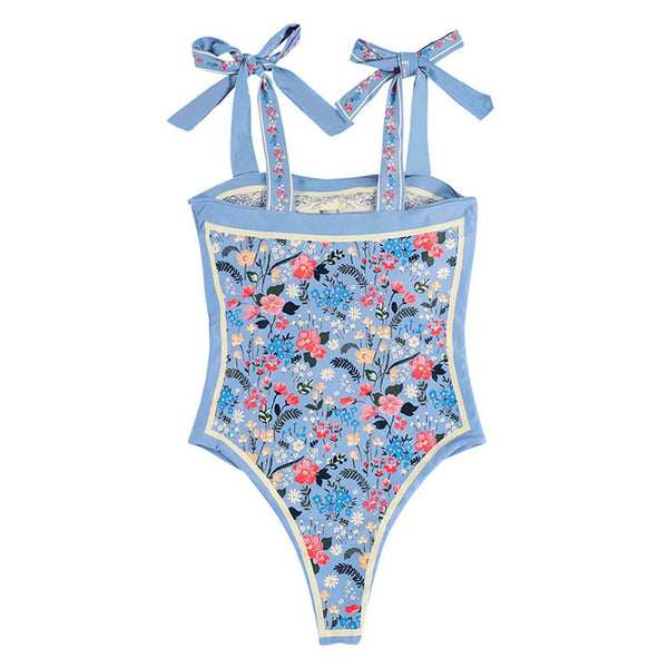 Tie Strap Reversible Blue Swimsuit - Vedlit