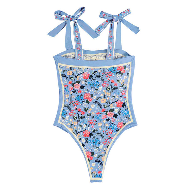 Tie Strap Reversible Blue Swimsuit - Vedlit