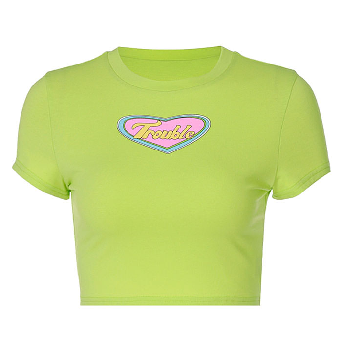 Trouble Crop Top in Green - Vedlit