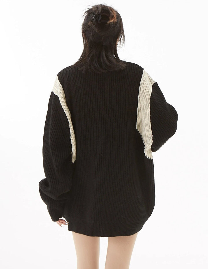 Turtleneck Zip-Up Loose Cardigan - Vedlit