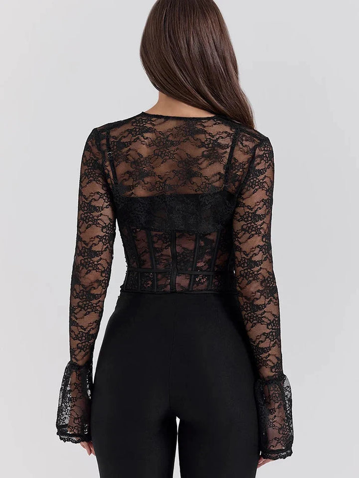 Two Piece Lace Corset Bolero Top - Vedlit