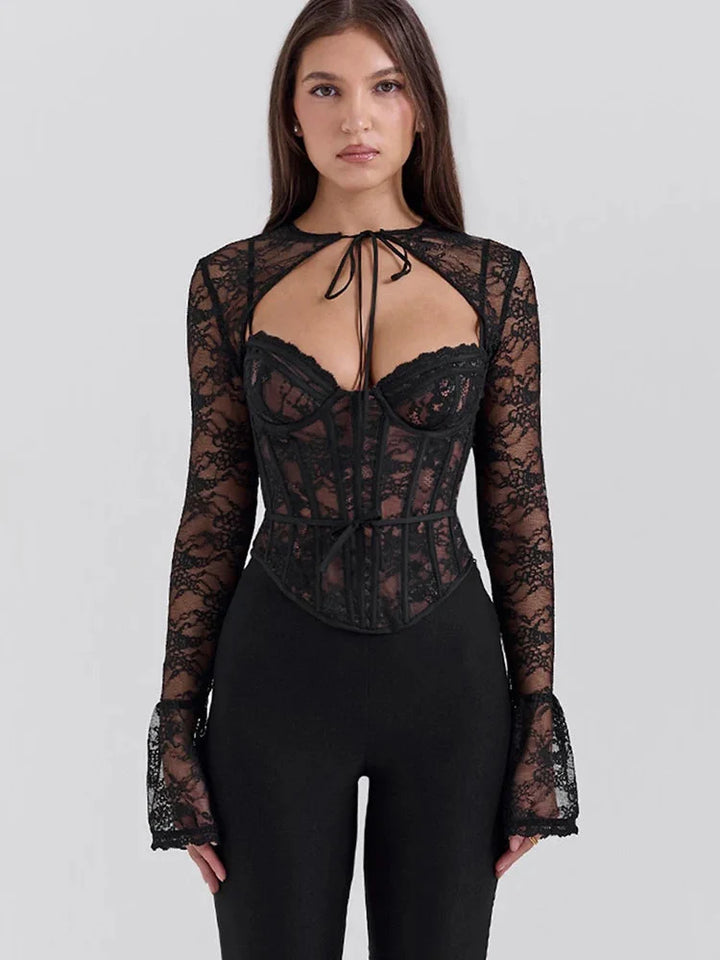 Two Piece Lace Corset Bolero Top - Vedlit