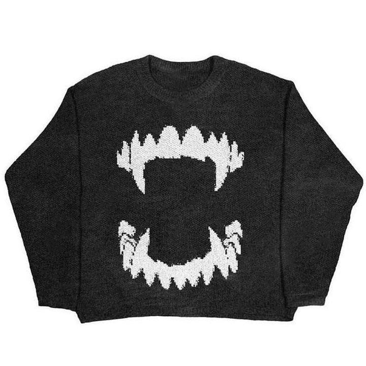 Vampire Teeth Oversized Sweater - Vedlit