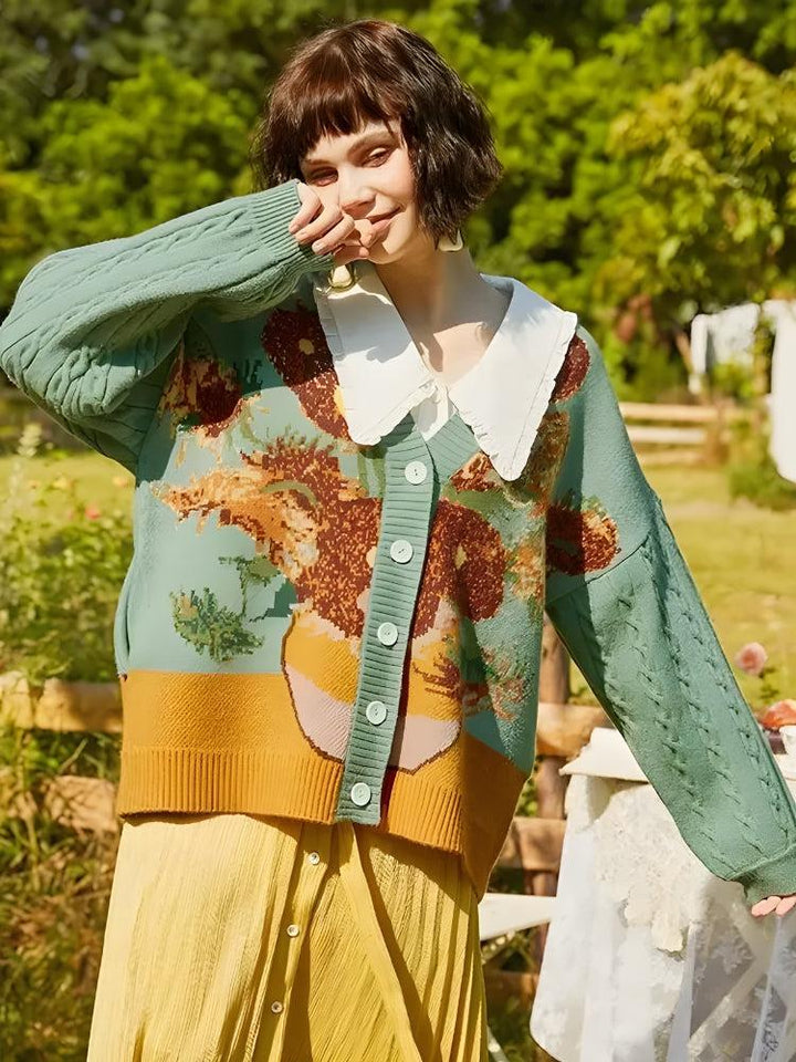 Van Gogh Sunflowers Cardigan - Vedlit