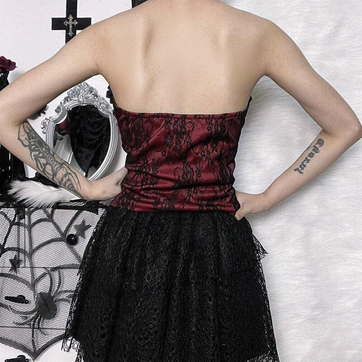 Victorian Goth Ribbon Detailed Corset Top - Vedlit