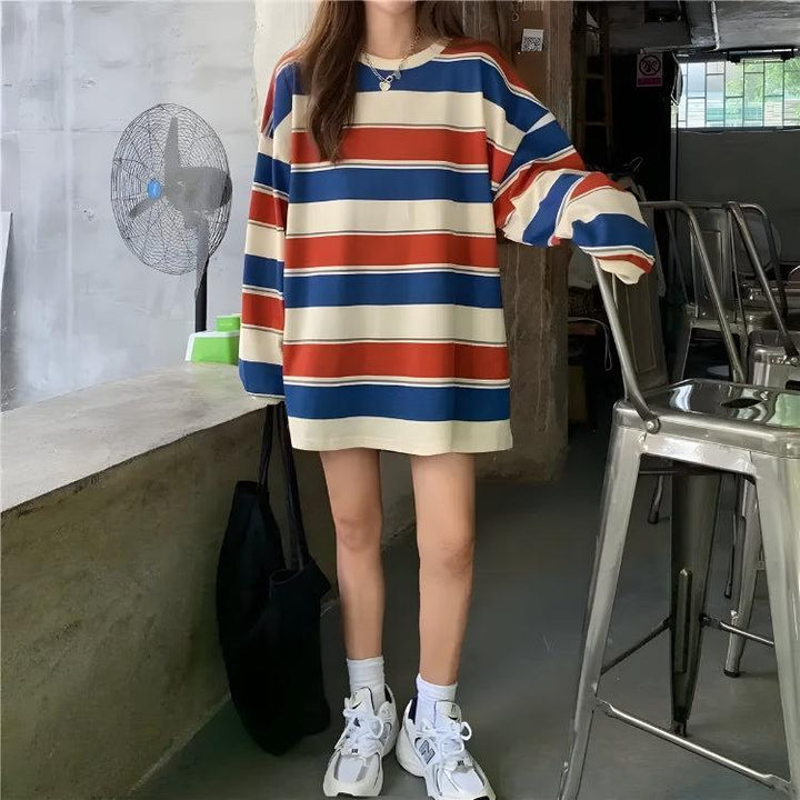 Vintage Casual Striped Sweatshirt - Vedlit