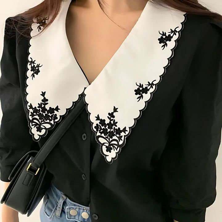 Vintage Embroidered Collar Shirt - Vedlit