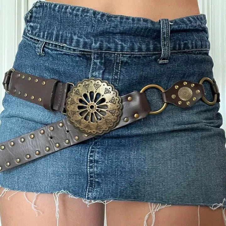Vintage Ethnic Designed Buckle Belt - Vedlit