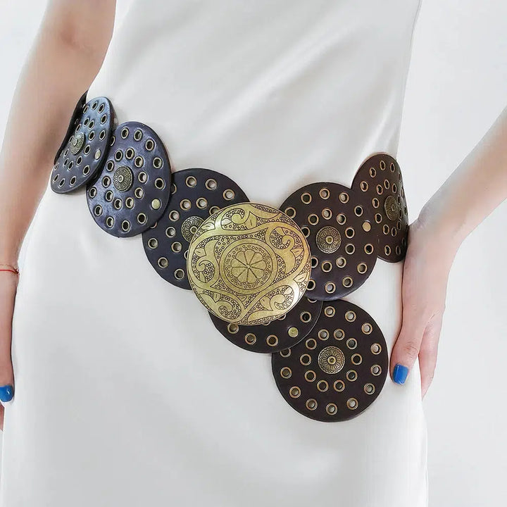 Vintage Ethnic Floral Buckle Belt - Vedlit