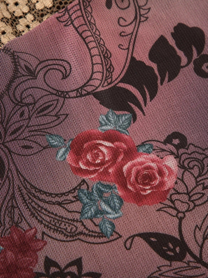 Vintage Floral Lace Trim Top - Vedlit