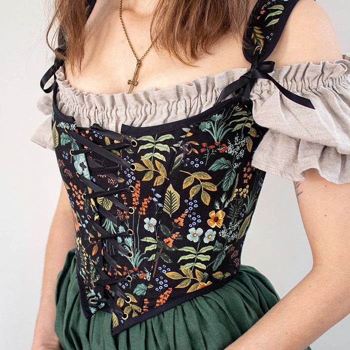 Vintage Floral Print Corset - Vedlit