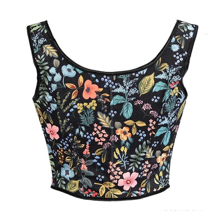Vintage Floral Print Corset - Vedlit