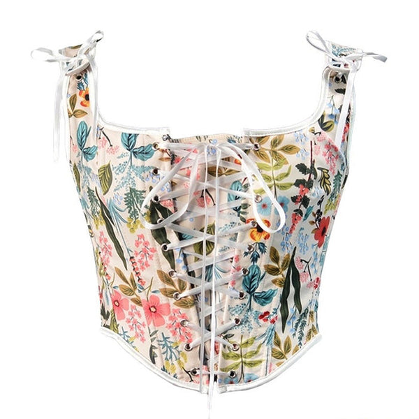 Vintage Floral Print Corset - Vedlit