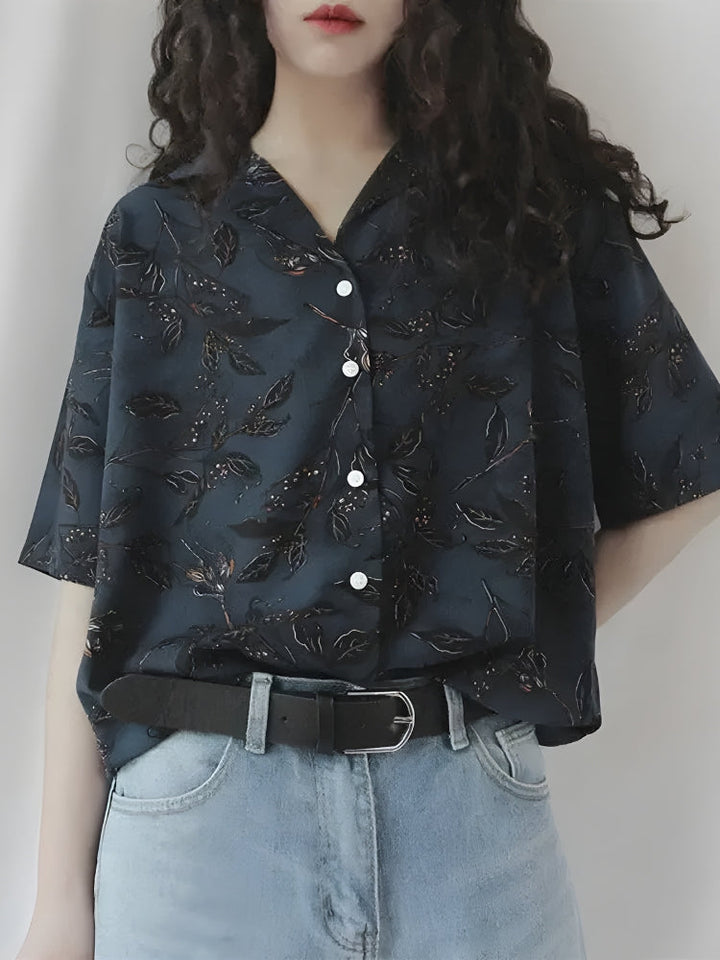 Vintage Leaf Designed Shirt - Vedlit