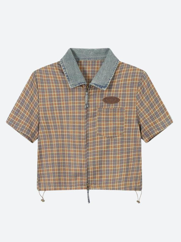 Vintage Plaid Crop Shirt - Vedlit