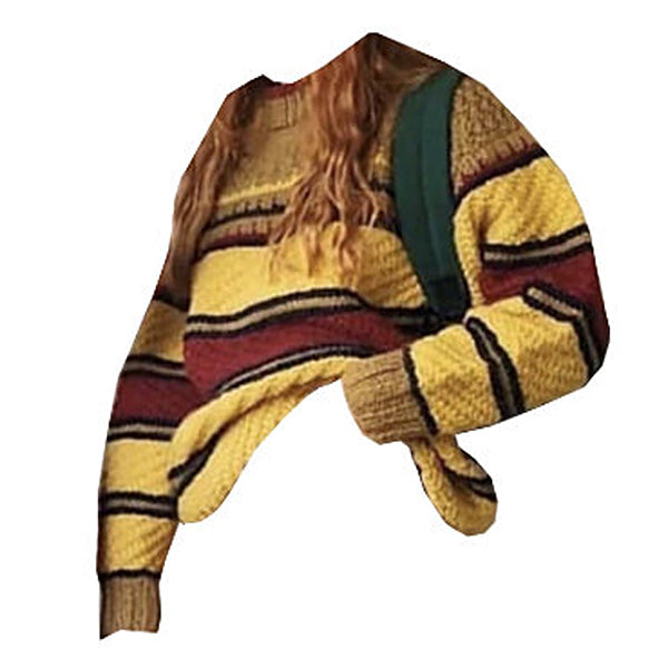 Vintage Striped Oversized Sweater - Vedlit