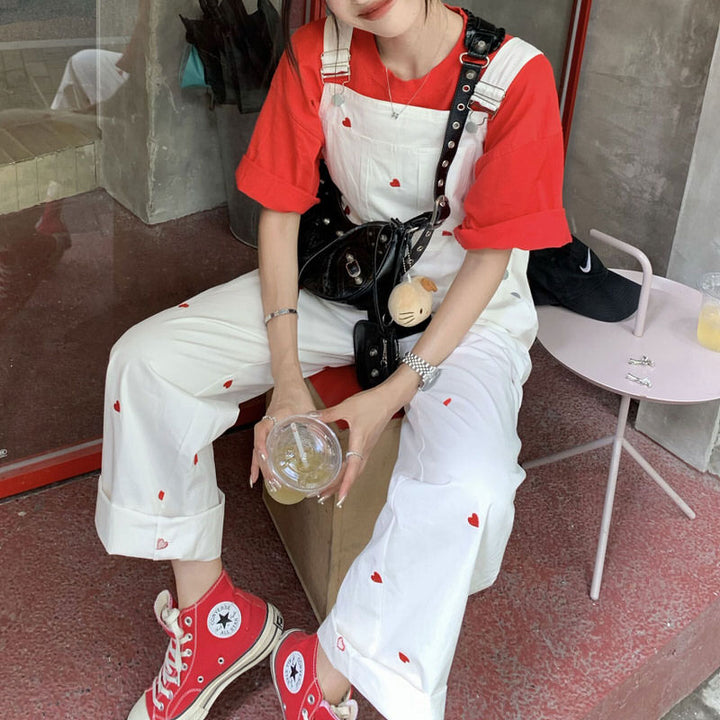 Vintage Red Hearts Jumpsuit - Vedlit