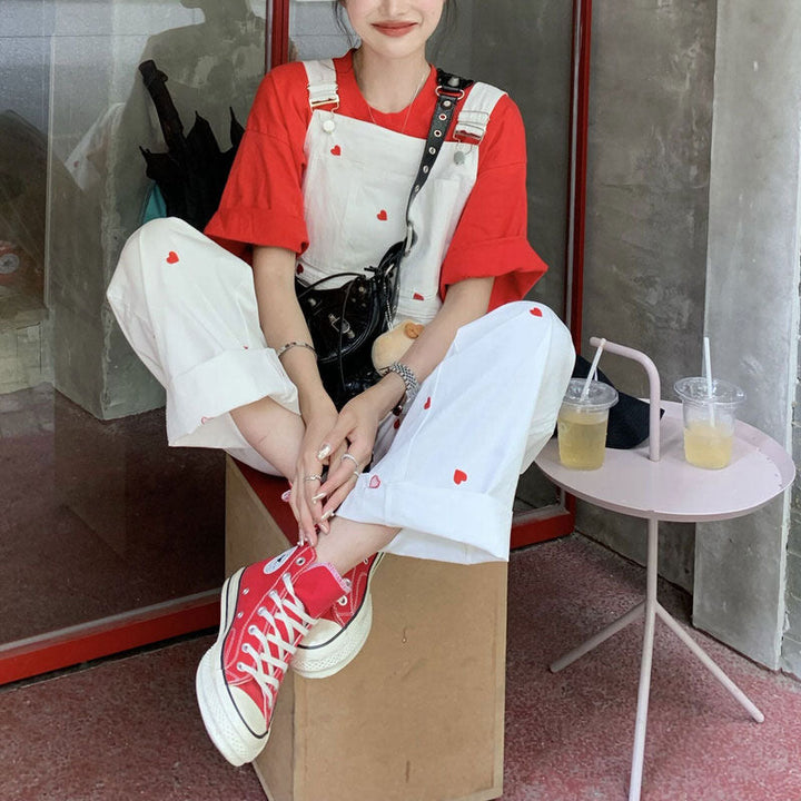 Vintage Red Hearts Jumpsuit - Vedlit