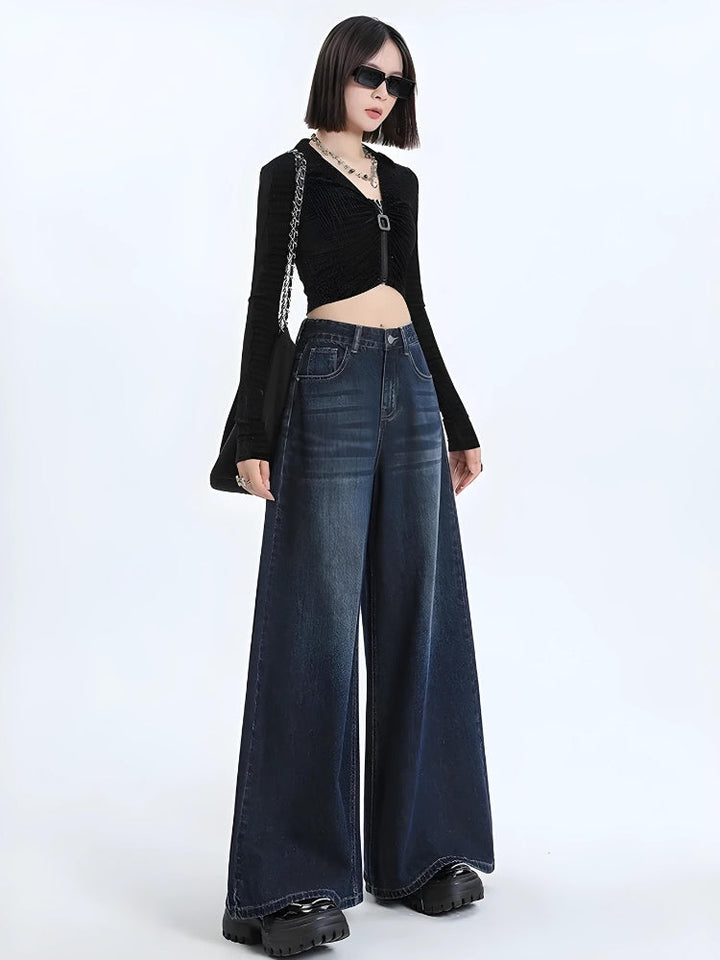 Wide Leg Regular Waist Jeans - Vedlit