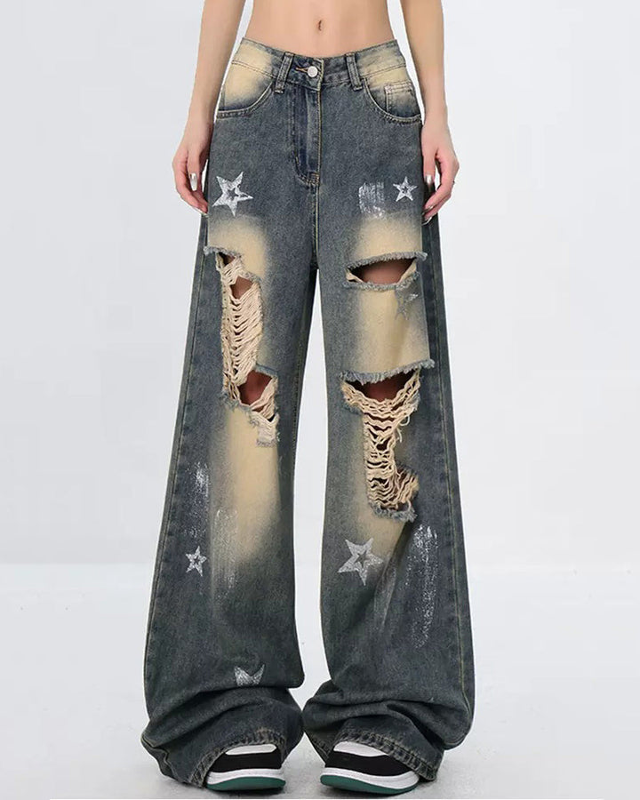 Star Girl Distressed Jeans - Vedlit