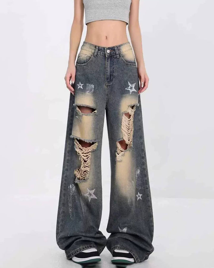 Star Girl Distressed Jeans - Vedlit