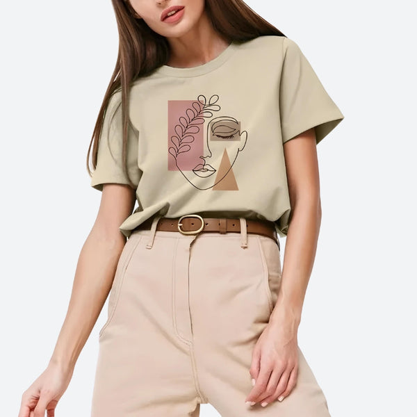 Woman Face Minimal Tee - Vedlit