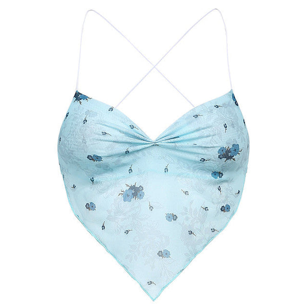 Y2K Blue Scarf Top - Vedlit
