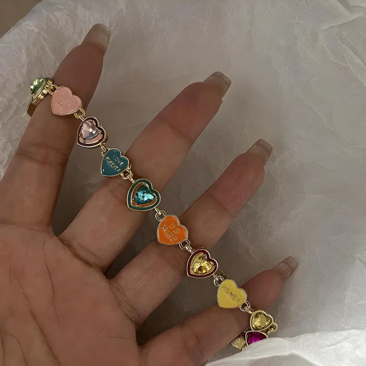 Y2K Colorful Heart Bracelet - Vedlit