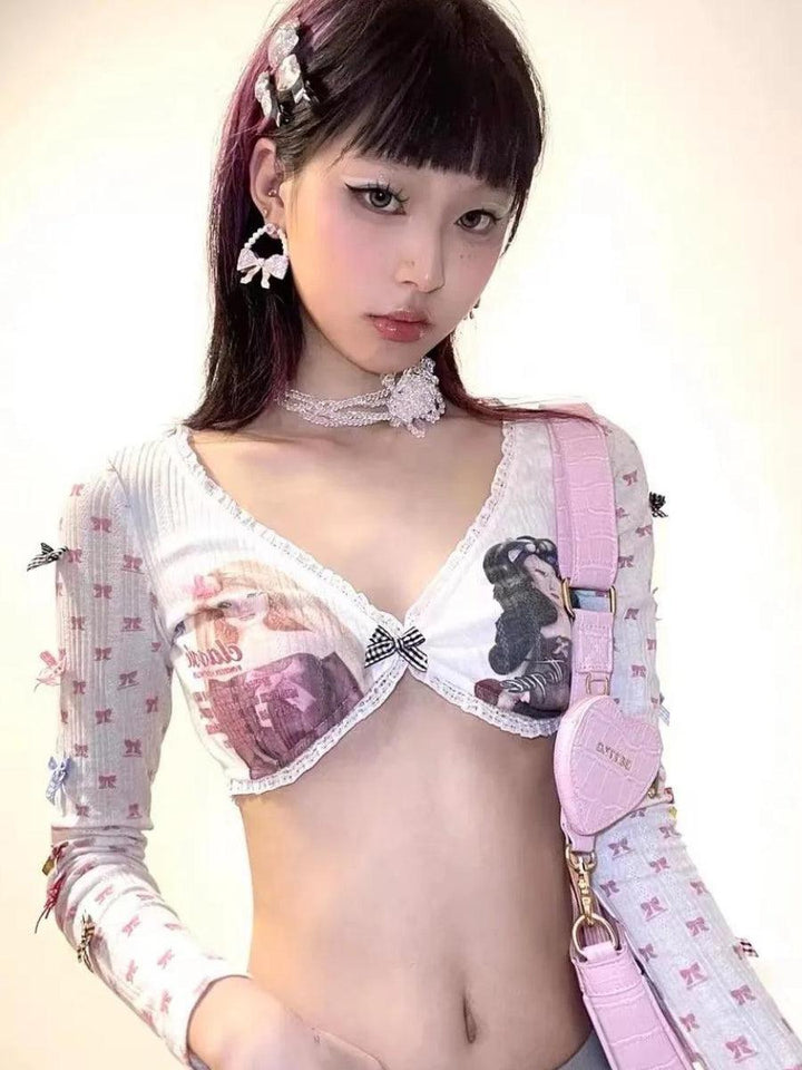 Y2K Coquette Barbie Crop Top - Vedlit