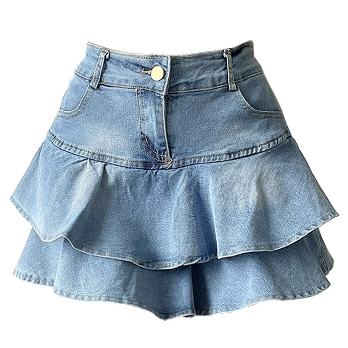 Y2K Denim Ruffled Skirt - Vedlit