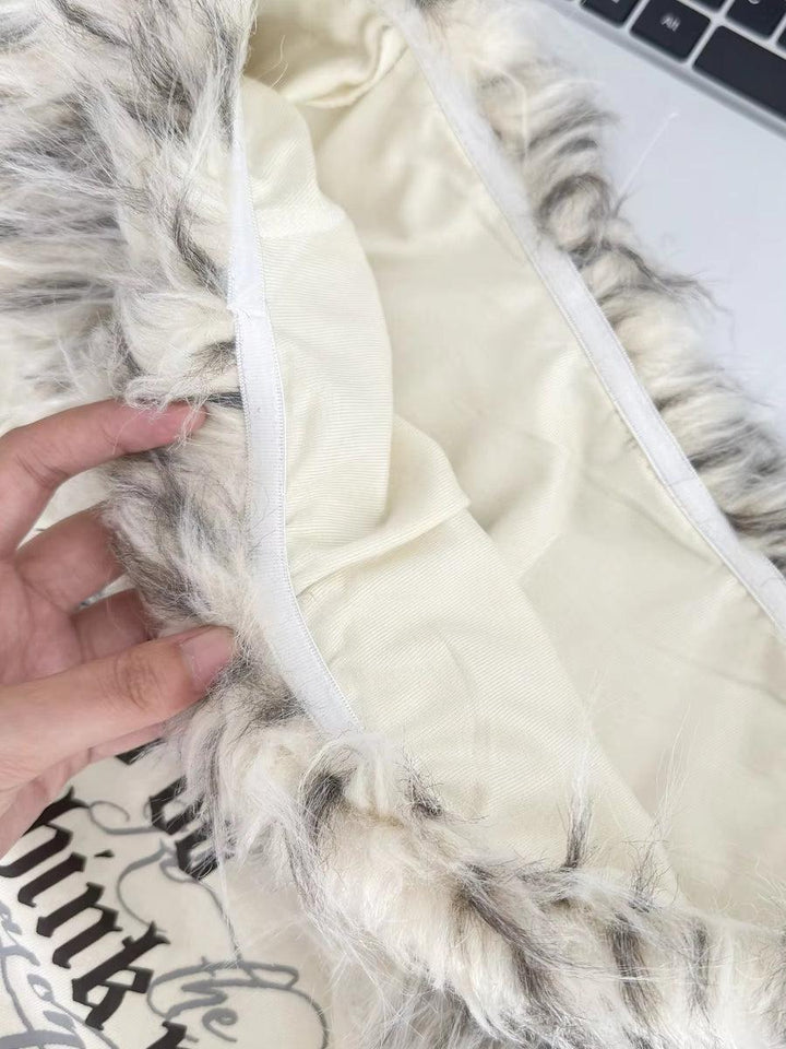 Y2K Faux Fur Collar Top - Vedlit