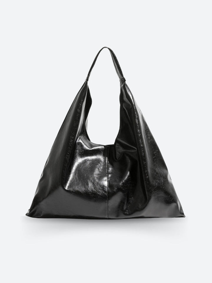 Y2K Faux Patent Leather Hobo Bag - Vedlit