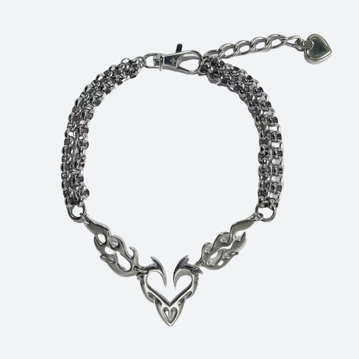 Y2K Flaming Heart Necklace - Vedlit