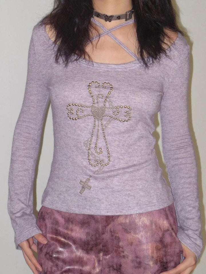 Y2K Golden Cross Top - Vedlit