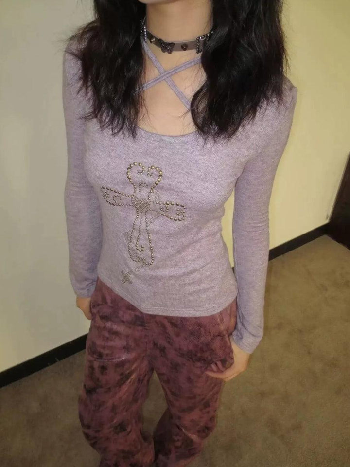 Y2K Golden Cross Top - Vedlit