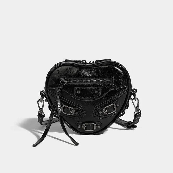 Y2K Grunge Belted Heart Shaped Bag - Vedlit