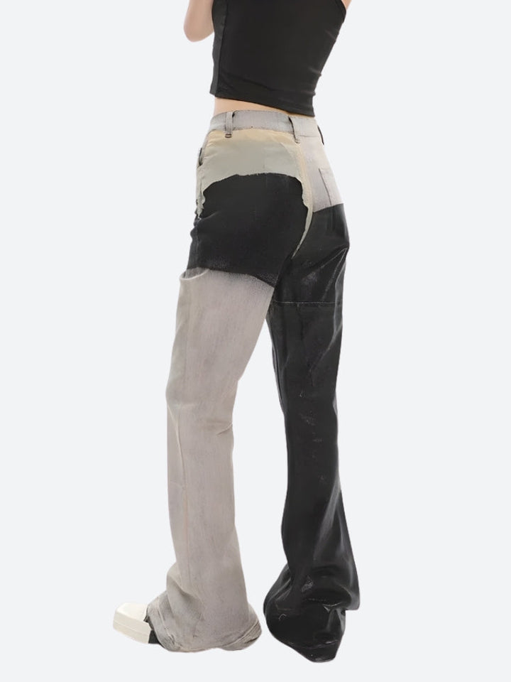 Y2K Grunge Patchwork Flare Pants - Vedlit