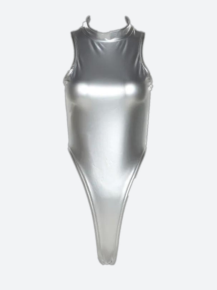 Y2K High Neck Zip-Up Bodysuit - Vedlit
