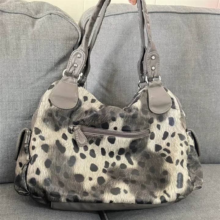 Y2K Leopard Faux Fur Bag - Vedlit