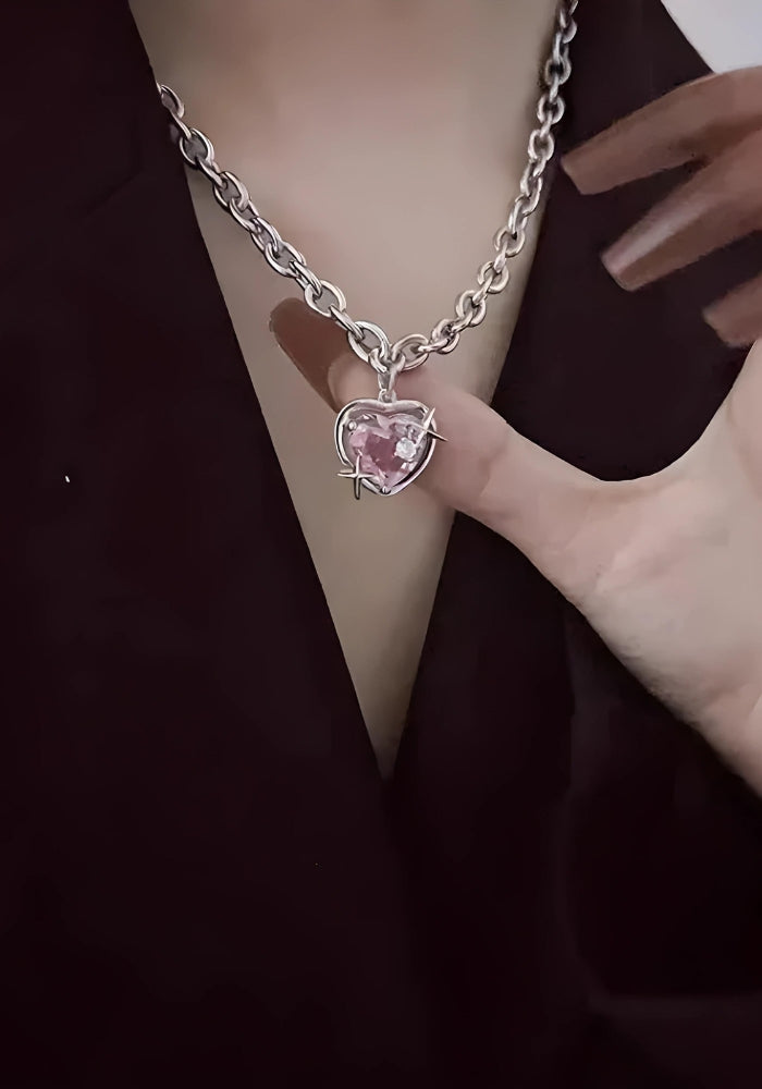 Y2K Shiny Heart Necklace - Vedlit