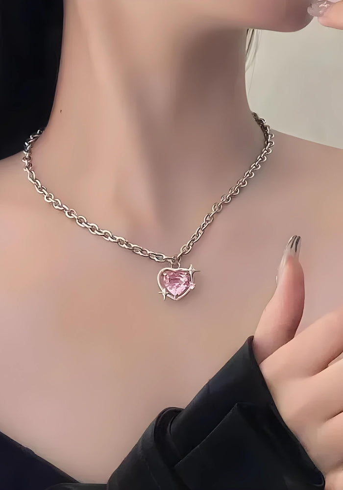 Y2K Shiny Heart Necklace - Vedlit