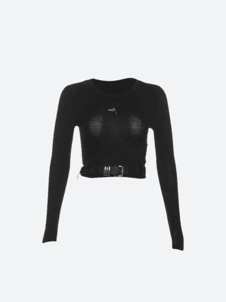 Y2K Star Belted Crop Top - Vedlit